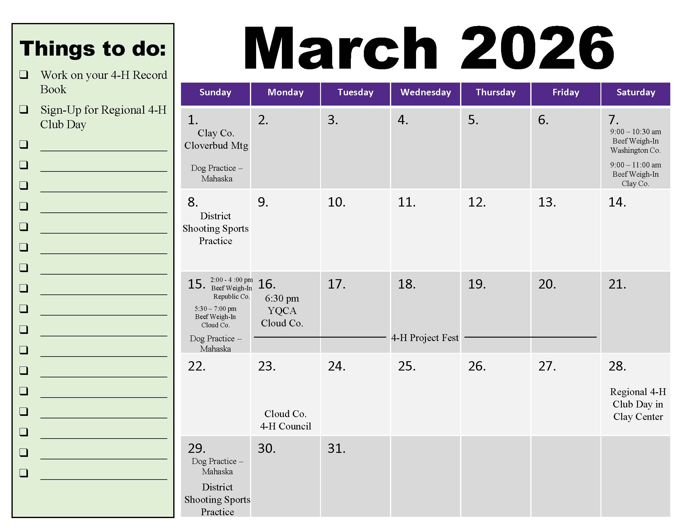 March 2026 events 